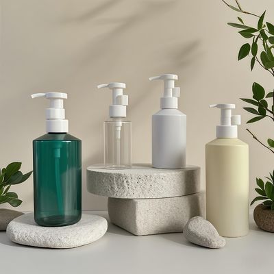 300 ml-500 ml PET Silindir Şekilli Kozmetik Paketleri İçin Losyon Pompası Şişesi Özelleştirilebilir Logo Yazı