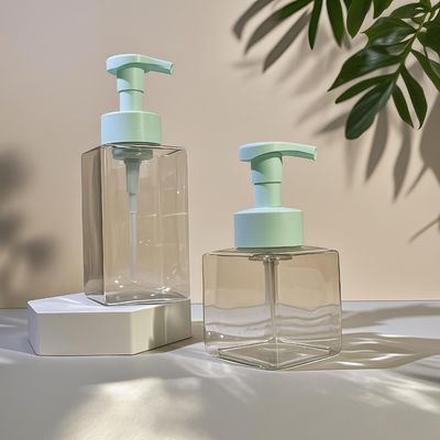 Kare Kozmetik Losyon Pompalı Şişe, PET Malzemeli ve Cilt Bakımı Ambalajı için Basmalı Pompalı