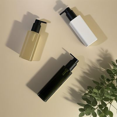 Kozmetik Kişisel Bakım Ambalajları için Özel Renklerde Basın Pompası Kapatmalı PET Plastik Kare Şişe