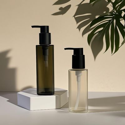 Kozmetik Kişisel Bakım Ambalajları için Özel Renklerde Basın Pompası Kapatmalı PET Plastik Kare Şişe