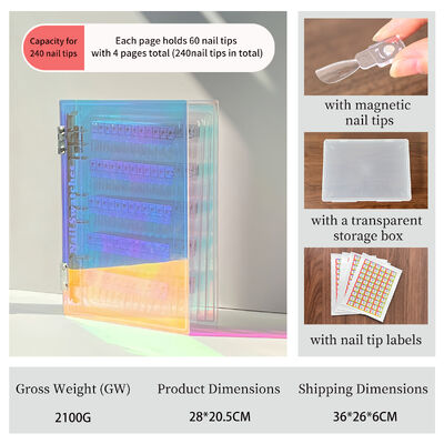 Çıkarılabilir Akrilik Manyetik Tırnak Sanatı Ekran Tahtası Gradient Renkler 120/180/240 Plastik Alet Tırnak Gel Tırnak Tedarikleri için Renkleri