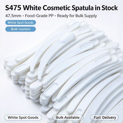 S475 47.5mm Gıda Sınıfı PP Kozmetik Spatula | Beyaz Stokta Toptan | Yüz kremi çıkarmak ve uygulamak için, güzellik salonları ve kozmetik kavanoz aksesuarları için mükemmeldir. Toplu toptan satış mevcuttur.